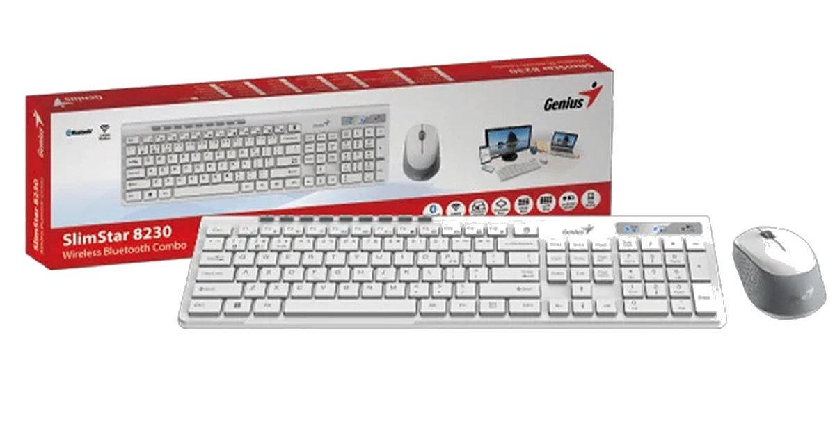 TECLADO + MOUSE WIRELESS BT SLIMSTAR 8230 BLANCO  BLUETOOTH 5.3 Y 2.4GHZ- GENIUS